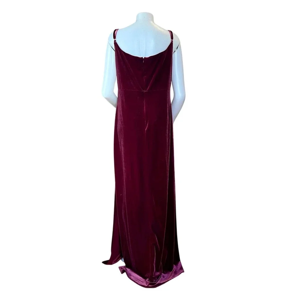 Revelry Nadia Velvet Maxi Dress Cabernet Burgundy Size 16 Formal Bridesmaid - Picture 7 of 10
